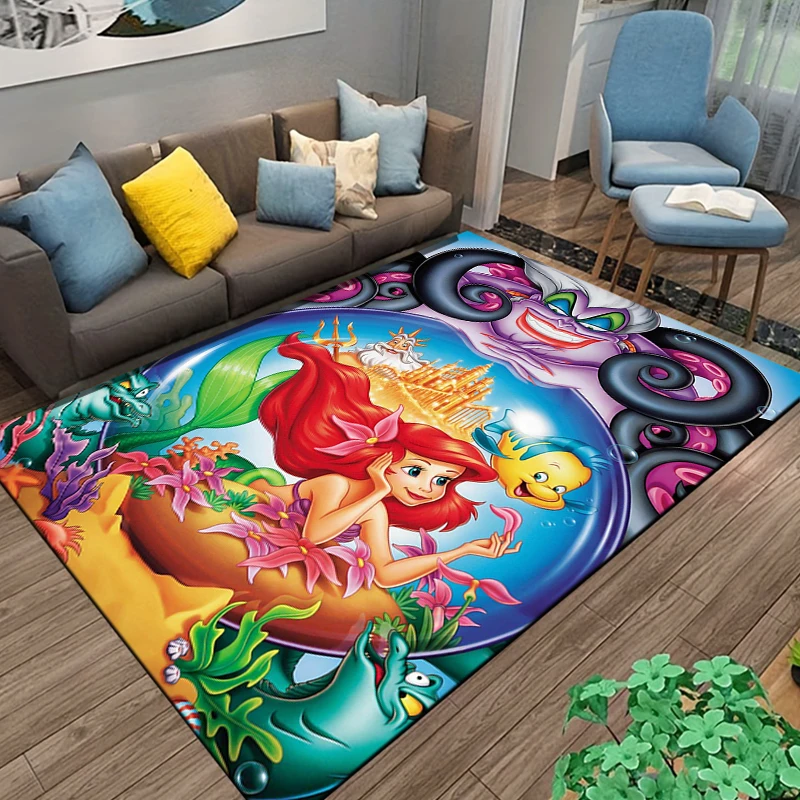 15 Size Disney Ariel Princess Little Mermaid Large Carpet Living Room Home Decor Sofa Table Rug Anti Slip Chair Lounge Floor Mat