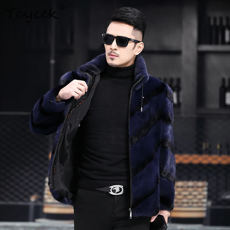 

Tcyeek Natural Mink Fur Coat Men Winter Clothes Mens Coats Whole Mink Real Fur Jacket New in Outerwears Stand Куртка Мужская