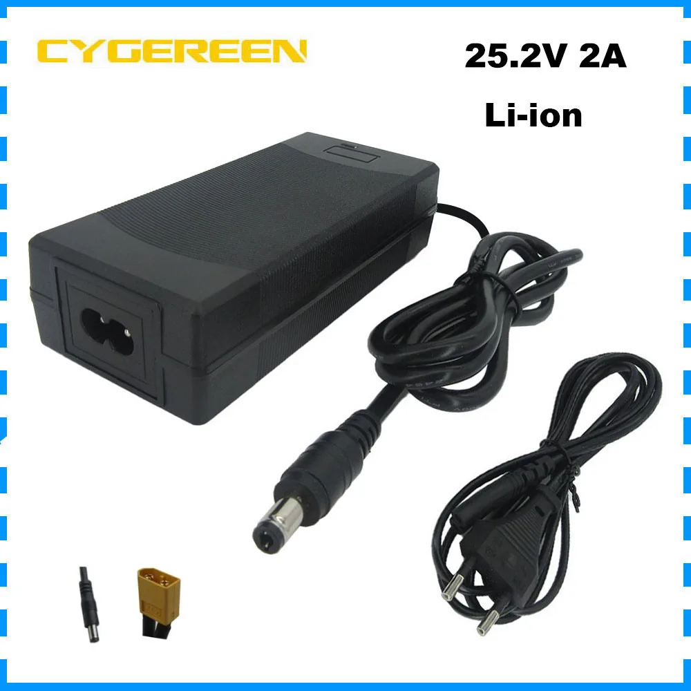 

25.2V 2A Li ion Battery Charger 6S 21.6V 22.2V Lithium 18650 Charger DC XT60 Connector 100-240V Input