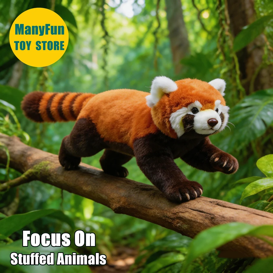 Red Panda Cute Plushie Lesser Panda Plush Toy Lifelike Stuffed Animal Raccoon Simulation Soft Doll Lovers