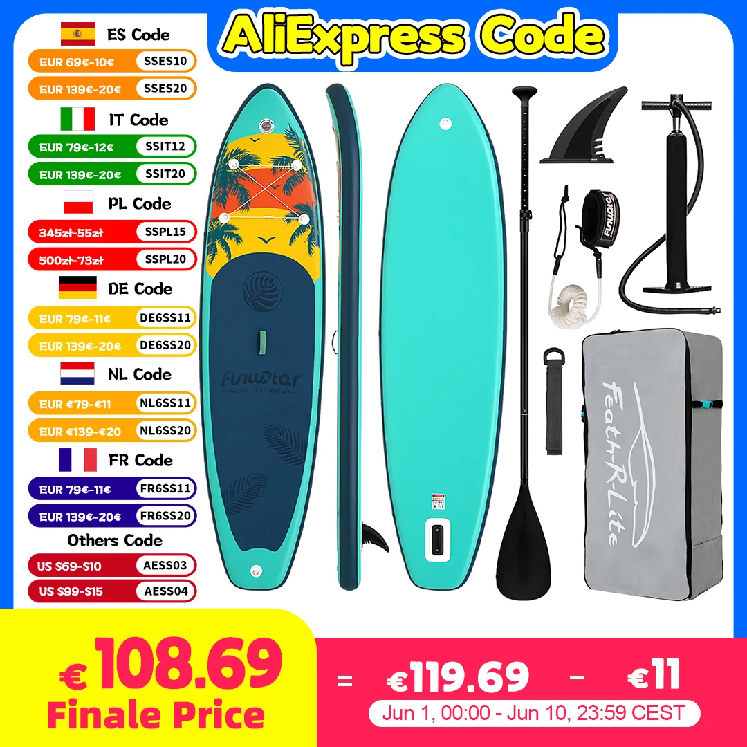 Feath-R-Lite-Planche de Surf Gonflable, 11 Pouces, avec Accessoires