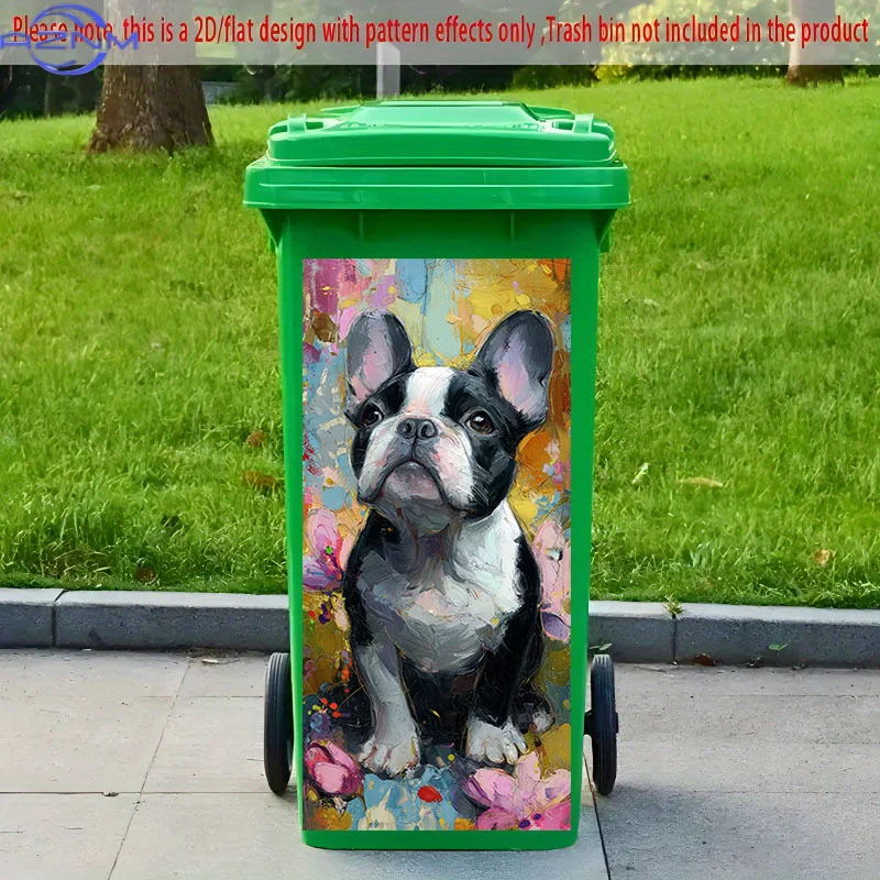 [2D Flat Printing] 1pc 2D Pattern Printed Kitchen Trash Can Sticker, X Cm, Cute Dog Gazing Inkjet, Themed Kitchen Home Decor W
