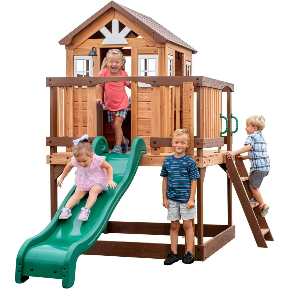 Playhouse, Play Kitchen, Powered Blender, Working Bell, 6 Ft Wave Slide, Wrap-Around Deck, Flat Step Ladder, Growth Chart