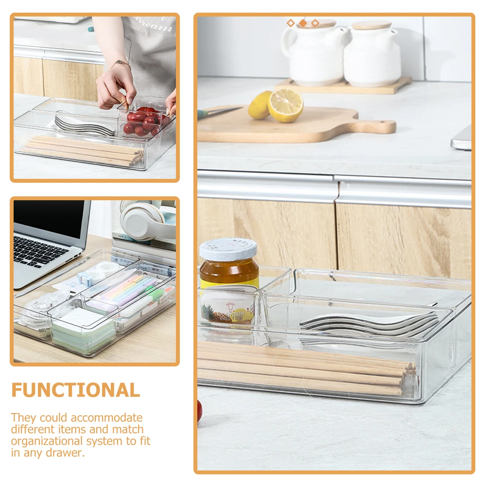 

2Pcs Acrylic Storage Boxes Drawer ganizer Partition Sorter Strong Cosmetics Brushes Daily Necessities Tools Medicine