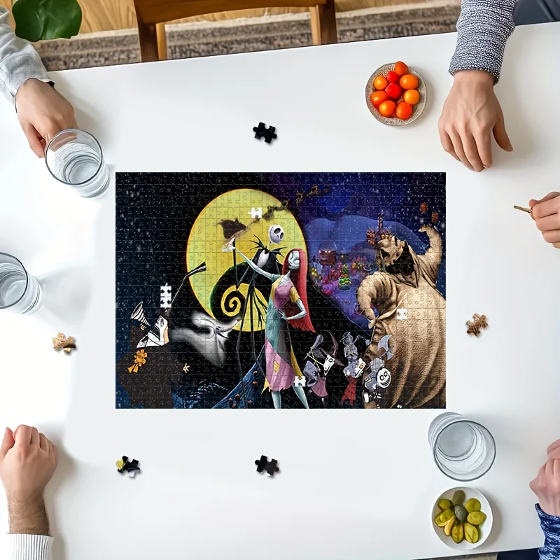 1000 pezzi puzzle personaggi dei cartoni animati incubo prima di Natale Jack e Sally Zero Moon puzzle da appendere a parete gioco per adulti regalo Fami