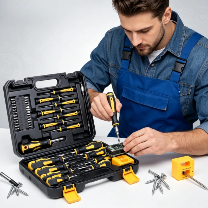 

43PCS Upgraded Professional Screwdriver Set with Magnetic Bit Holder Slotted Phillips Hex Torx Precision Tools