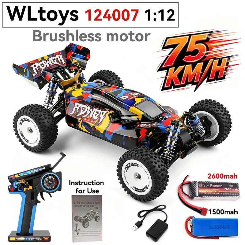 WLtoys 124017/124007 4WD Brushless RC Car - 75KM/H High Speed 2.4G RTR Off-Road Drift Electric Racing Toy for Kids & Adults