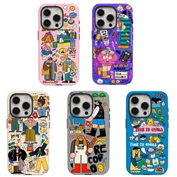 Korean Ins Cartoon Girl's Fulfilling Day Case for IPhone 16 15 14 13 Pro Max Back Phone Cover for 12 11 Pro Max XR X SE2 Capa