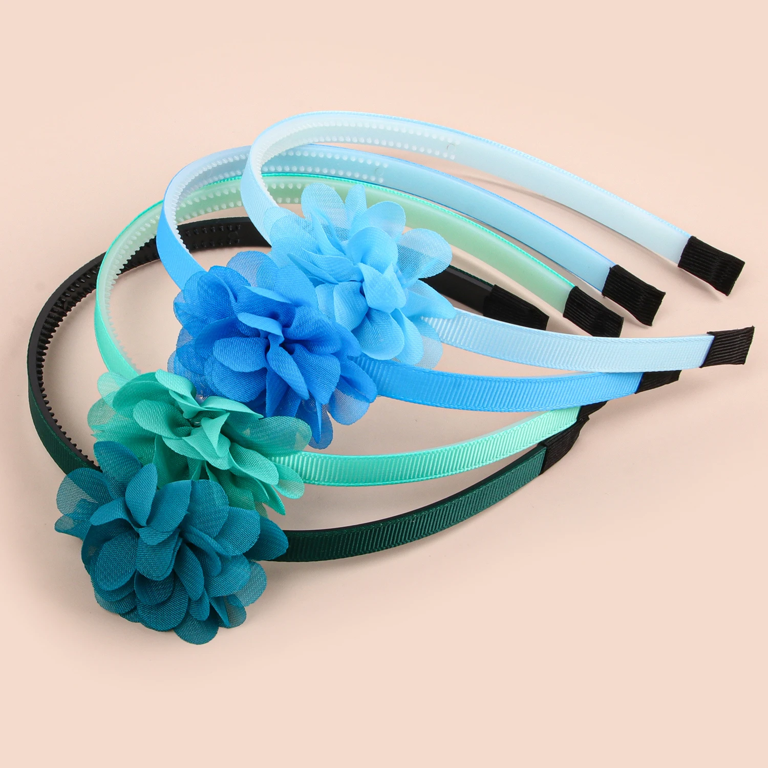 4/5pcs Chiffon Flower Headbands Plastic Teeth Hairbands Girls Headbands Floral Headband Children Kids Hair Accessories