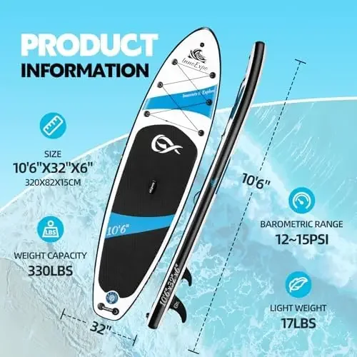 InnoExpo Iatable Stand Up Paddle Boards with Premium Accories, Wide Stable SUP Paddle Board Design, Non-Slip Comfort