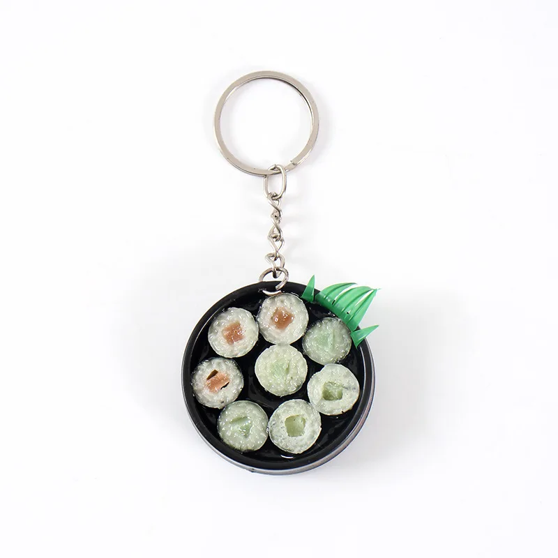 محاكاة الغذاء المفاتيح قلادة مضحك هدية علب الاغذية الساشيمي اللعب حزب زوجين حقيبة السيارة حلقات المفاتيح