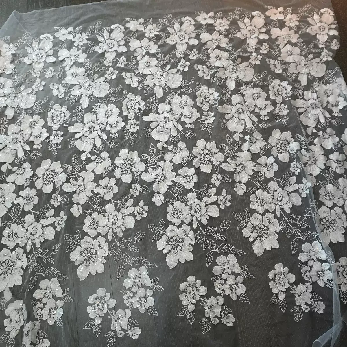 

Ткань с вышивкой и текстурой, 1 ярд, для дизайнерской одежды, для пэчворка, декоративная кружевная ткань с крупным цветочным и лиственным узором