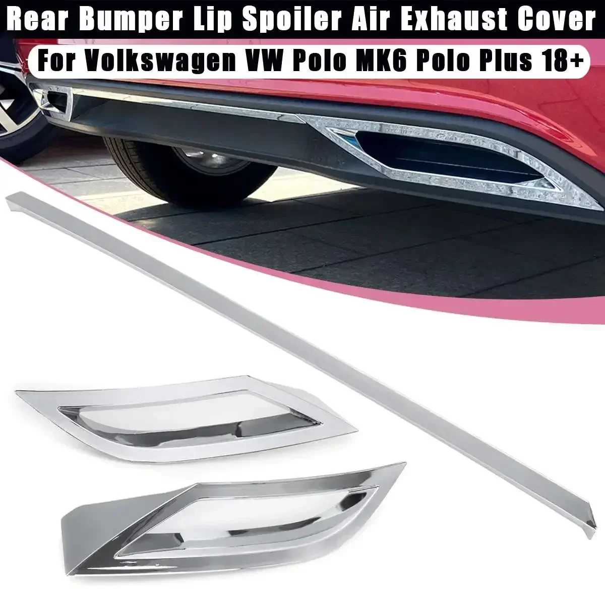 3Pcs Rear Bumper Lip Spoiler Air outlet Exhaust Strip Cover Trim For Volkswagen for VW Polo MK6 Polo Plus 2018 2019 20+ Body Kit