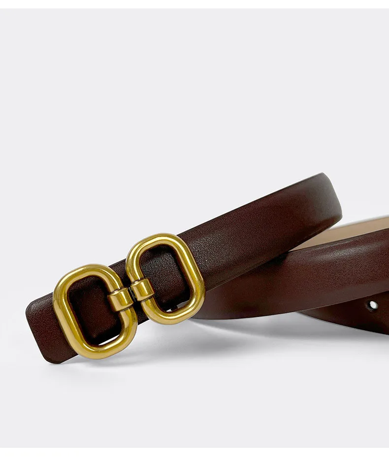 حزام نسائي على الطراز الكوري ذو ملمس راقي مع إبزيم ناعم فريد، حزام خصر رفيع، متعدد الاستخدامات للتنانير والجينز، الخصر أ