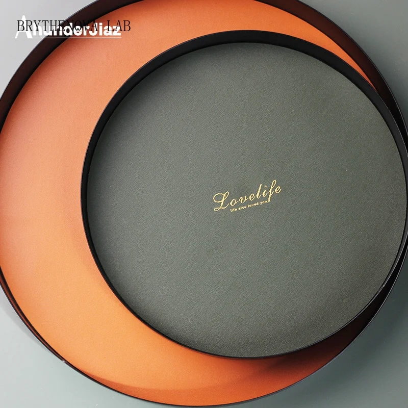 Ahunderjiaz-Round Storage Tray, Living Room Cosmetics, Desktop Tray, Storage Jewelry Display Plate, Home Decor