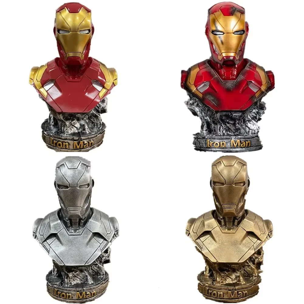 36cm Legends Avengers Figure Bust Iron Man Bust Iron Man Battle Damage Resin Statue Room Decor Collection Model Toy