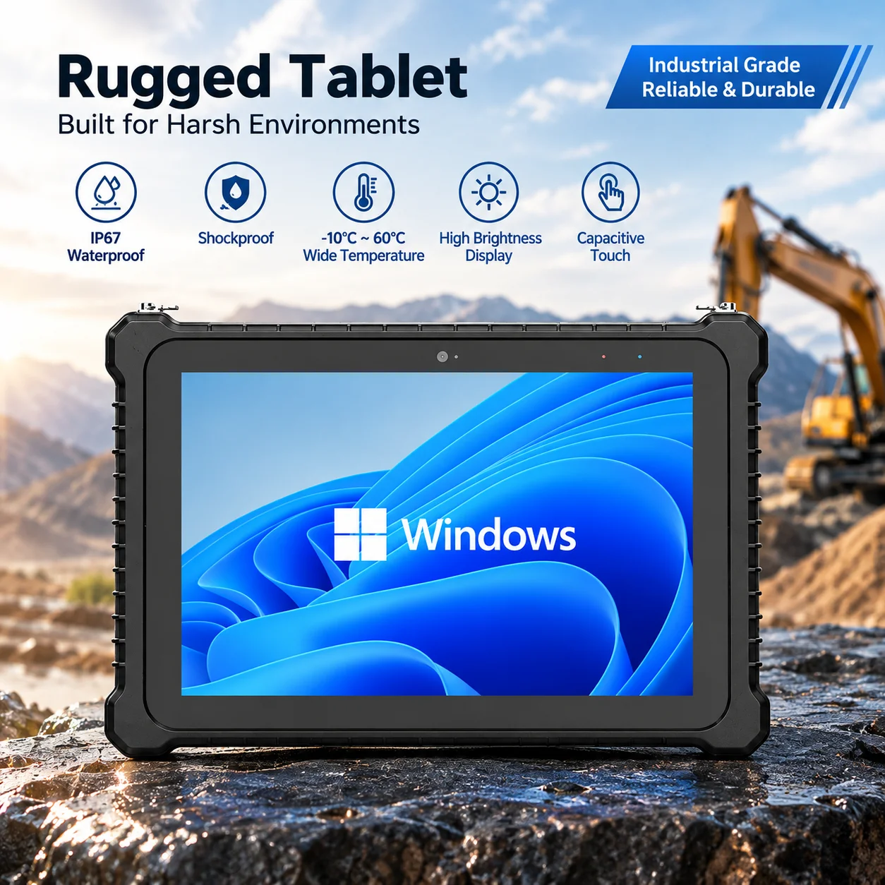 Rugged 10.1 Inch Windows Tablet PC Industrial Touch Computer IP67 With N5100 i5-10210Y 8GB RAM 128GB SSD 4G LTE WiFi GPS HDMI RS