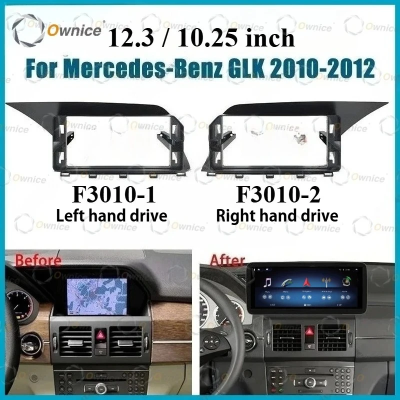 Ownice 12.3 10.25 Pulgadas Adaptador de Marco de Coche con Decodificador Canbus para Radio Android, Kit de Panel de Montaje para Salpicadero para Benz GLK 2010 - 2012