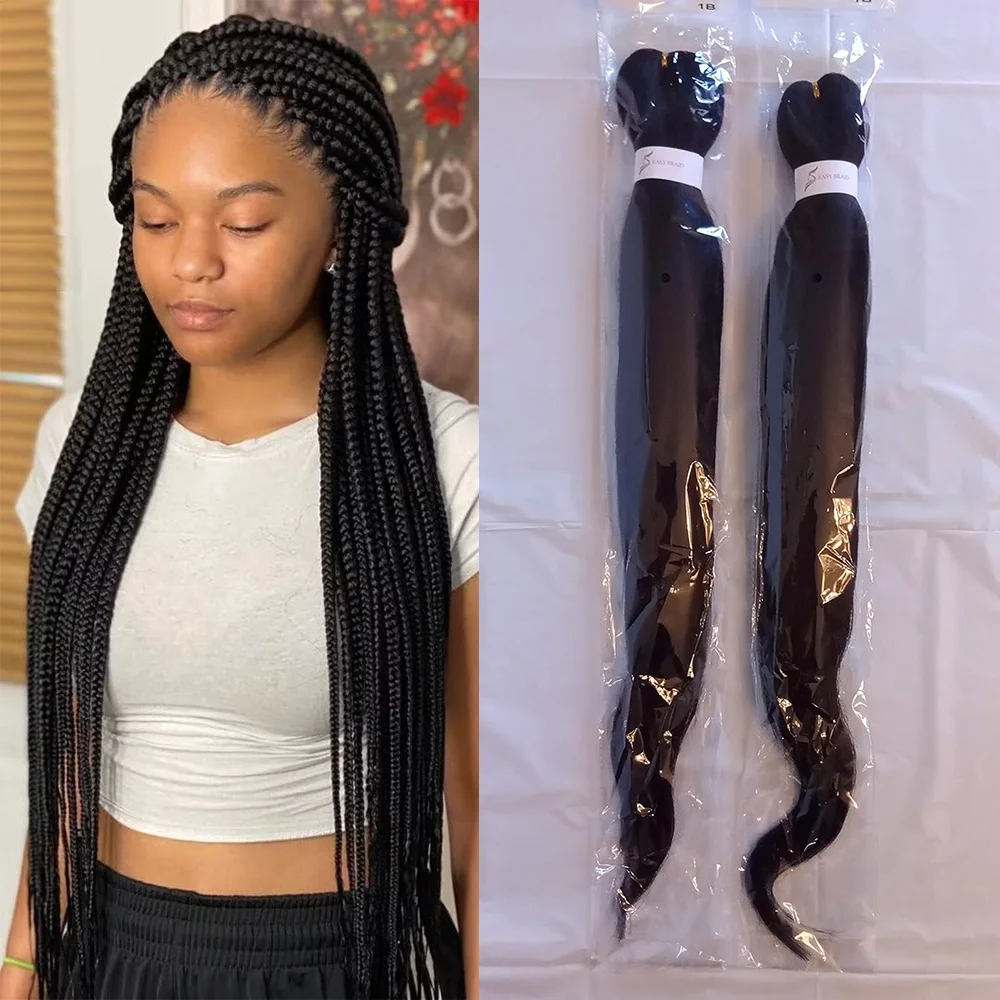 Extensions de cheveux pré-étirés pour tresses, Tressage de cheveux longs, Tresses naturelles comme les cheveux humains, Micro Box