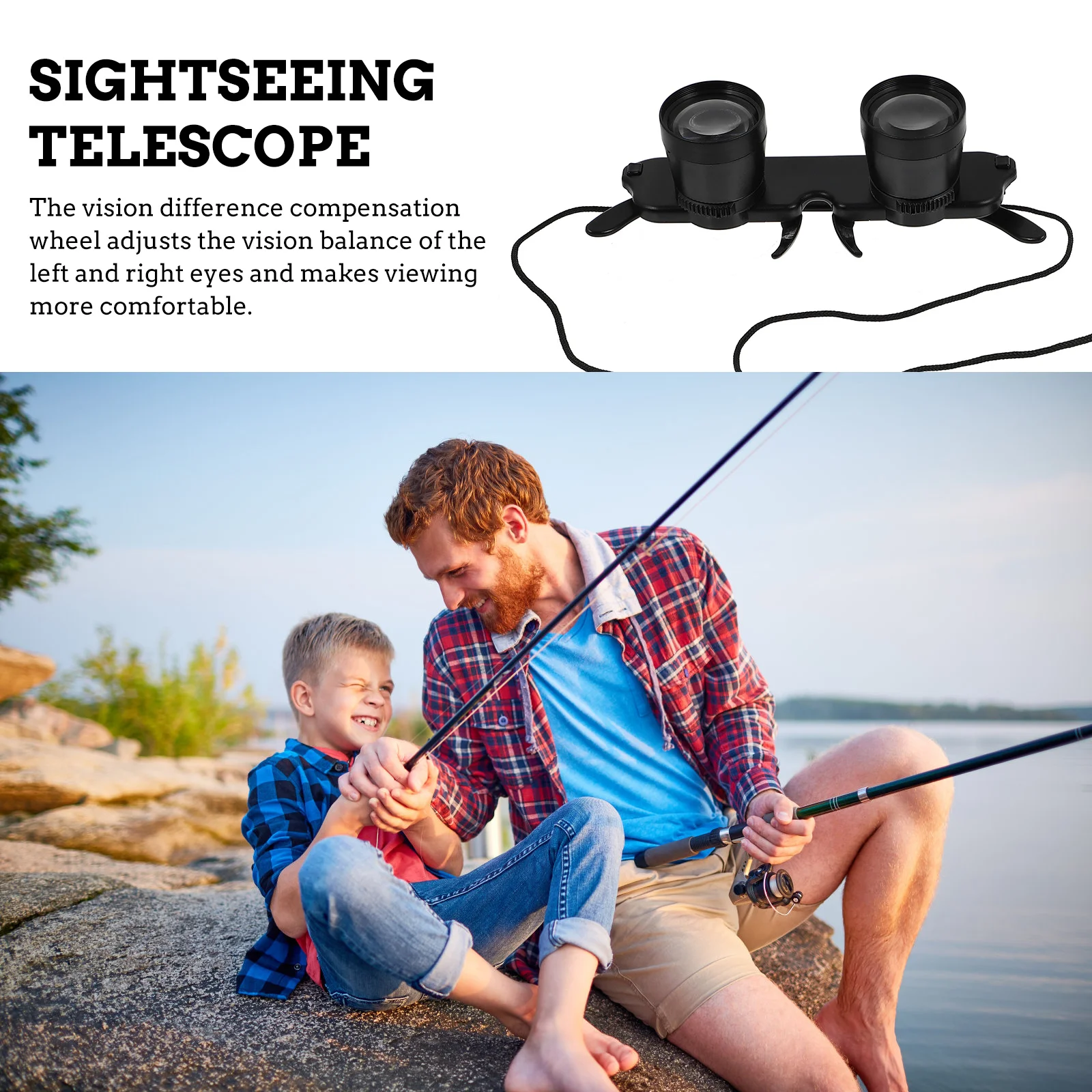 

1pc Head-Mounted Telescope Lightweight Portable For Concert Travel Outdoor Binocular Compact Vision Adjustment Roof Prism Black