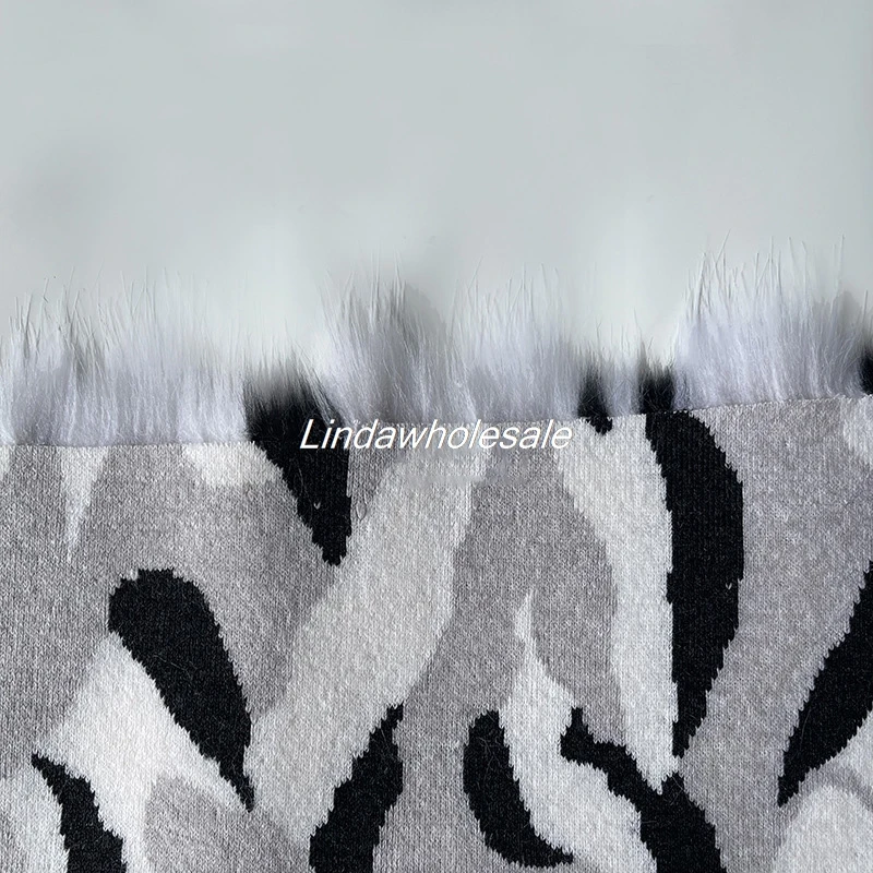 White gray jacquard faux fur fabric,plush fur Pillow blanket material,felt cloth