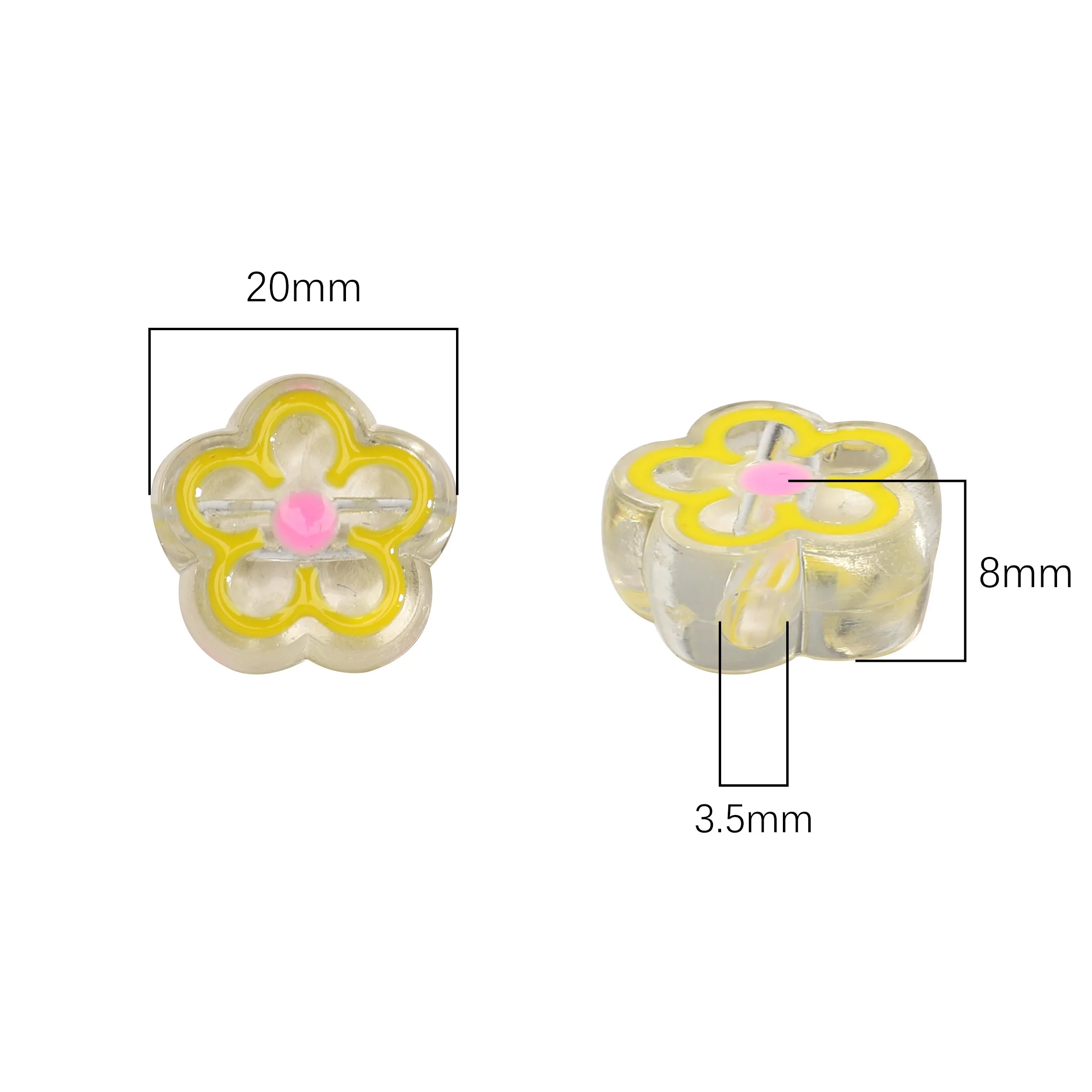 6-20pcs 20mm Transparent Candy Color Cute Plum blossom Beads Handcrafted Necklace Bracelet Pendants Craft Making