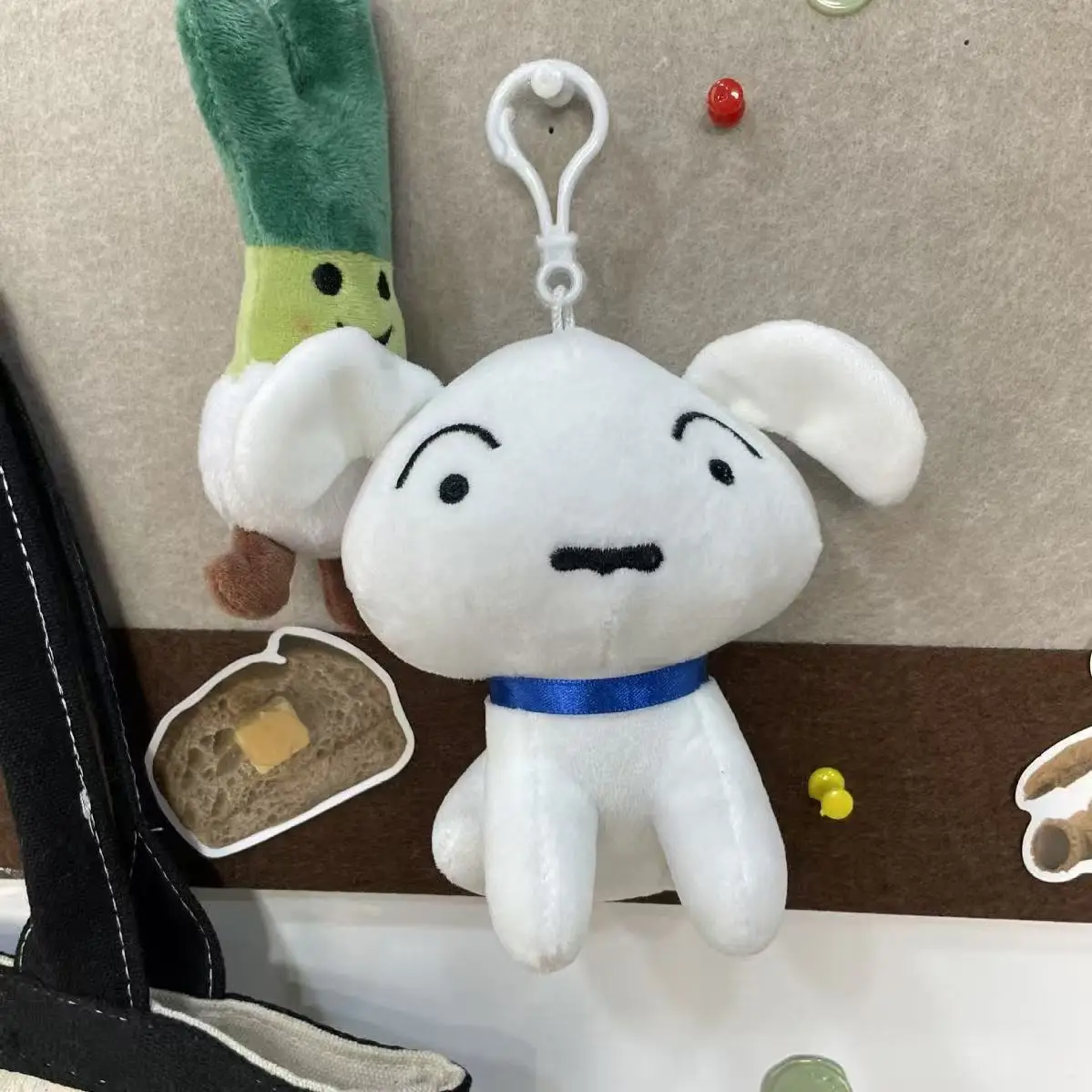 Crayon Small New Plush Pendant Japanese Small White Dog Cartoon Toy Backpack Bag Key Chain