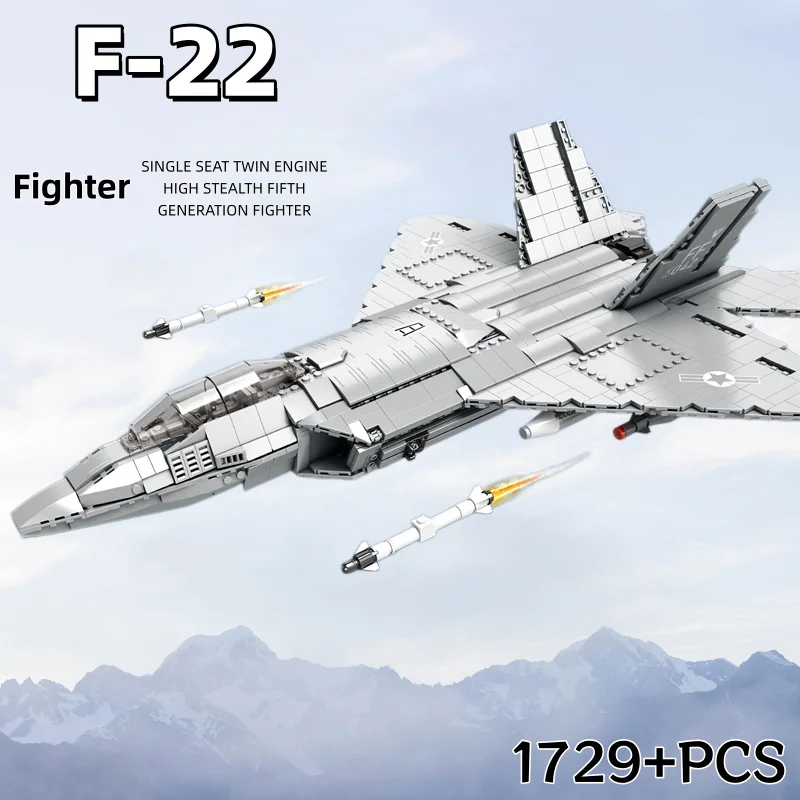 

F-22 Raptor Stealth Strategic Fighter Jet Building Blocks Supersonic Aircraft Model Building Toy Set Best Gift