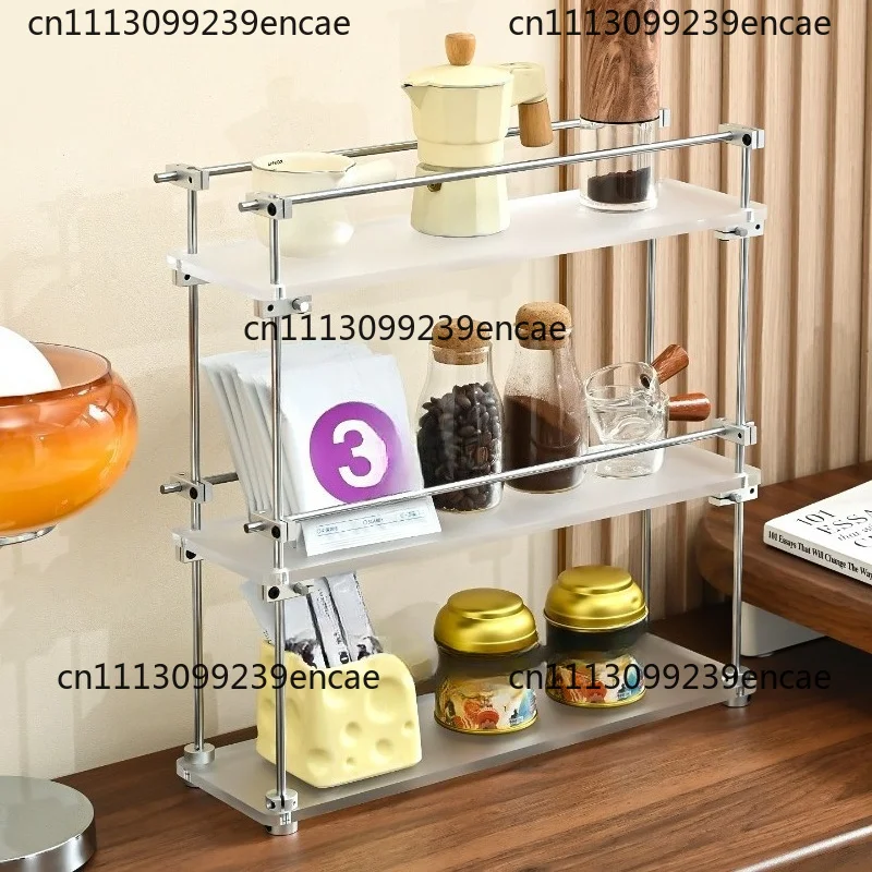 Suitable for optical axis matte acrylic three-layer shelf, desktop height increase, adjustable storage cup shelf