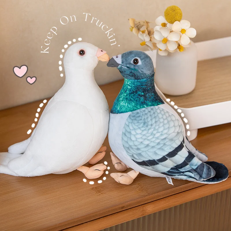 Oiseau en peluche réaliste pour la décoration intérieure, pigeon blanc et vert, joli hélicoptère en peluche, accessoires de photographie de beurre, cadeaux d'animaux, simulation, nouveau