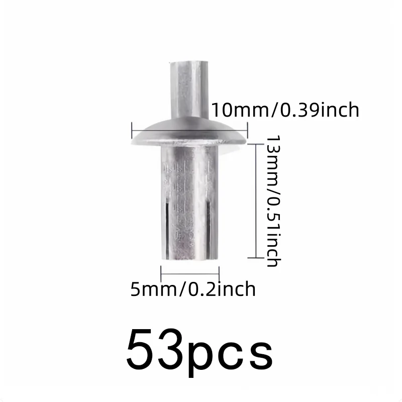 53 pcs 5*13mm Blind Hammer Rivets for Daily DIY Projects, No Special Tools Required, Rust Resistant Metal