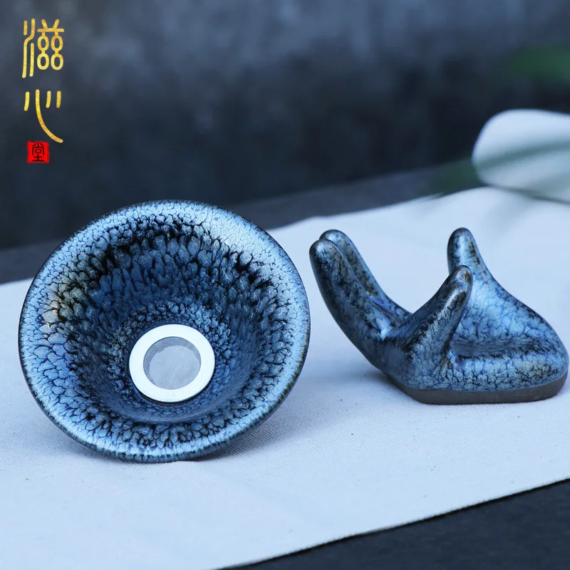 |Zi heart undressed ore built lamp) manual oil droplets temmoku kung fu tea tea tea strainer ceramics filter