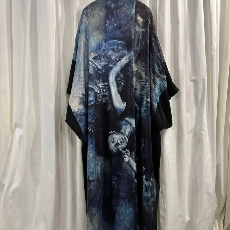 TOP-YAMAMOTO ® Dark Art Print Trench coat Women's long cardigan, fashionable and individual