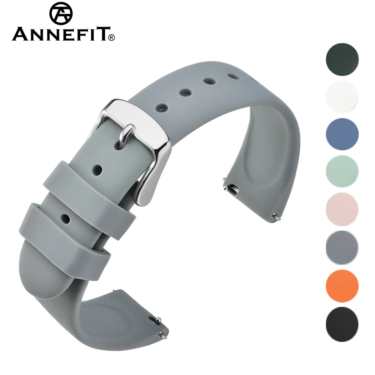 

ANNEFIT 18mm 20mm 22mm Watch Strap Silicone Quick Release Soft Rubber Sport Watch Band For Men And Women With Classic Clasp