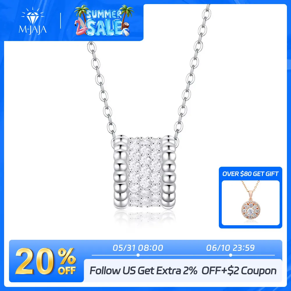 M-JAJA Real Moissanite Necklace for Women 925 Sterling Silver Chain Gemstone D Color VVS1 Lab Diamond Vintage Pendant Jewelry