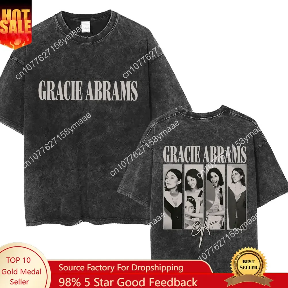 Gracie Abrams The Secret of Us Tour Washed T-Shirts Men Women Women Vintage Fashion  Album T-Shirt Oversized Cotton Y2k T Shirts