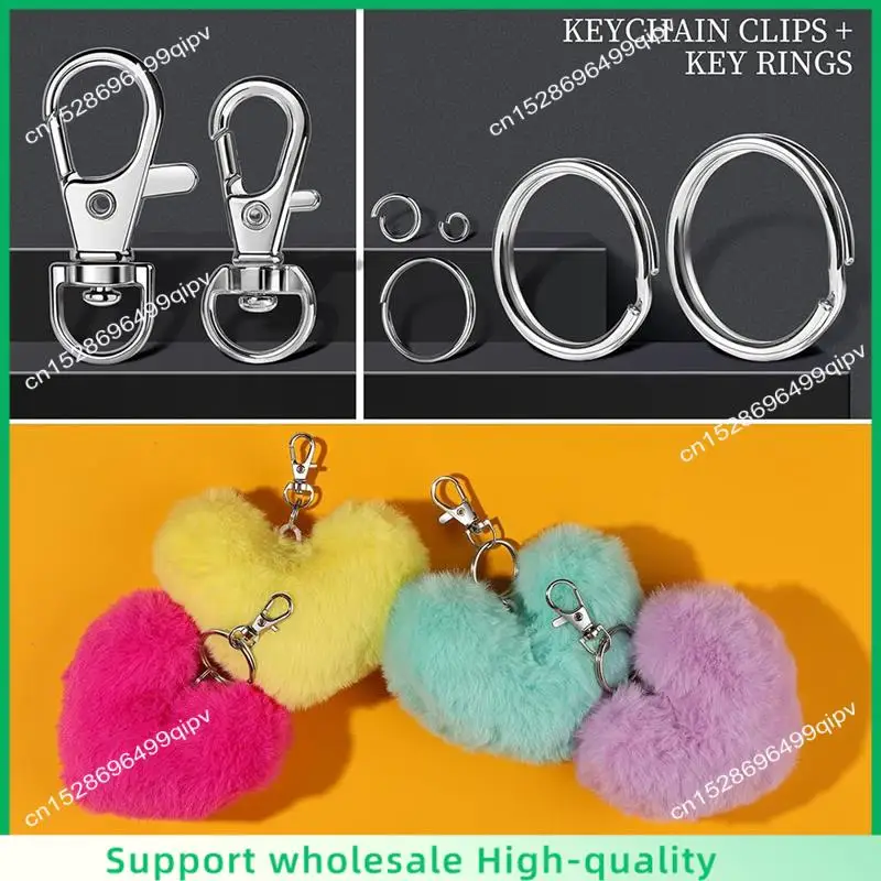 

ABSF 265Pcs Metal Lobster Claw Clasp With Key Ring Set Kit For Crafts, Lanyard Clips Snap Hook, Swivel Clasps Clip Kit