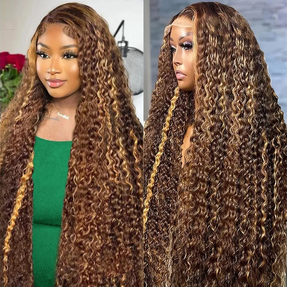 Highlight Wigs 13X6 Hd Lace Frontal Wigs 250 Density Brazilian Deep Wave Human Hair Wigs 30 38 Inch For Black Women P427 Ombre Colored Human Hair