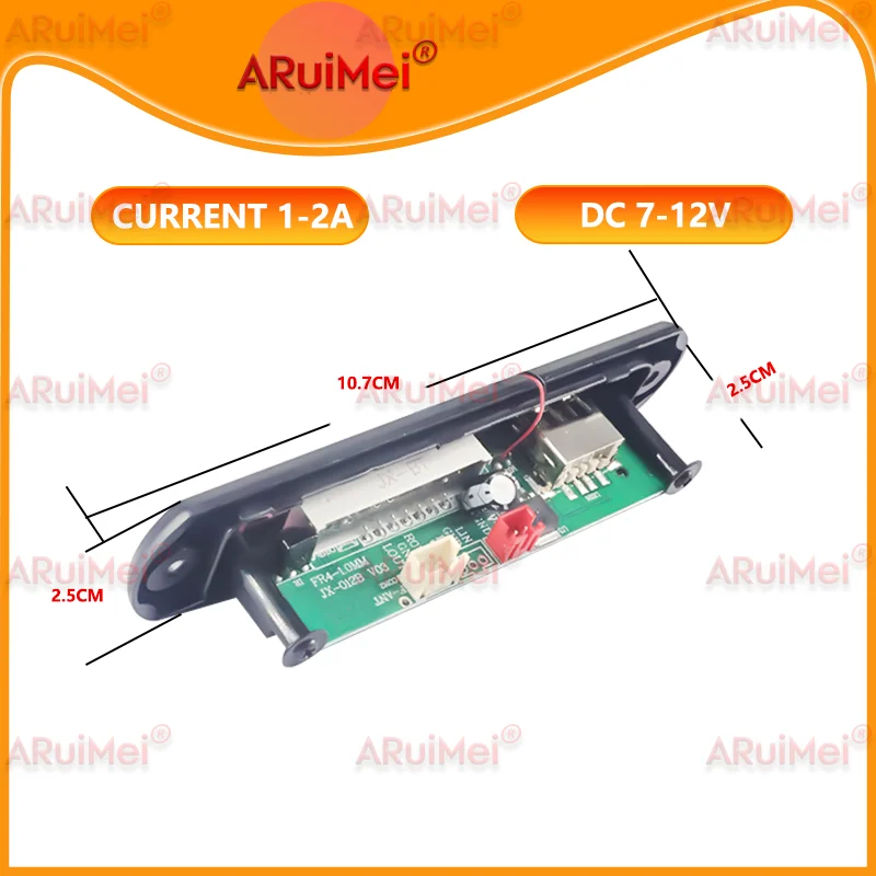 ​Bluetooth Audio Amplifier Board for Car Stereo - MP3 WMA APE Decoder with USB TF Card FM Radio Handsfree MIC, DC 7-12V