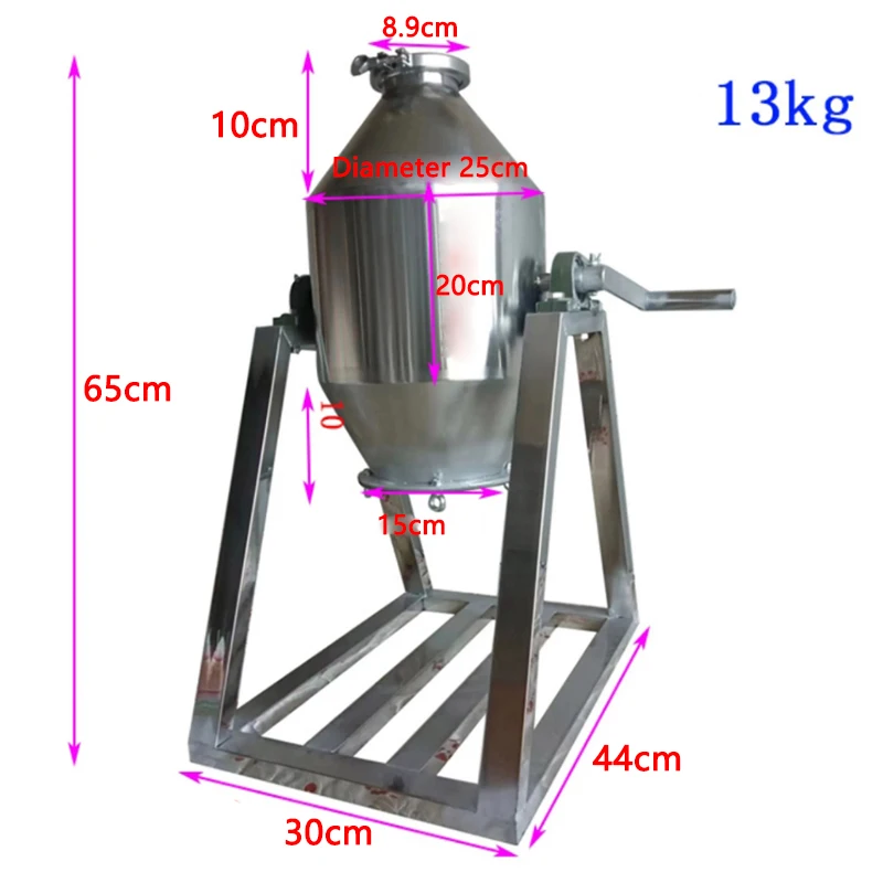 

Ручной смесительный бак из нержавеющей стали 304, 10 л, небольшой ручной смеситель для сухого порошка, миксер для пищевых частиц