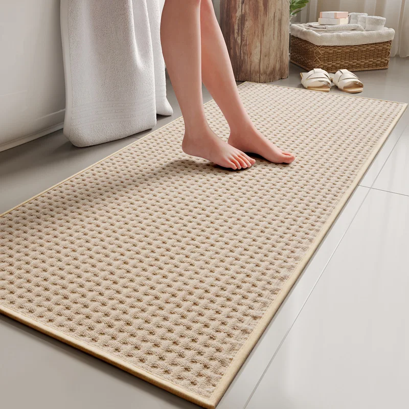 Granular Velvet Bathtub Side Mat, Absorbent Bath Rug, Quick-drying Foot Mat, Bathroom Long Floor Mat, Non-slip Toilet Doormat