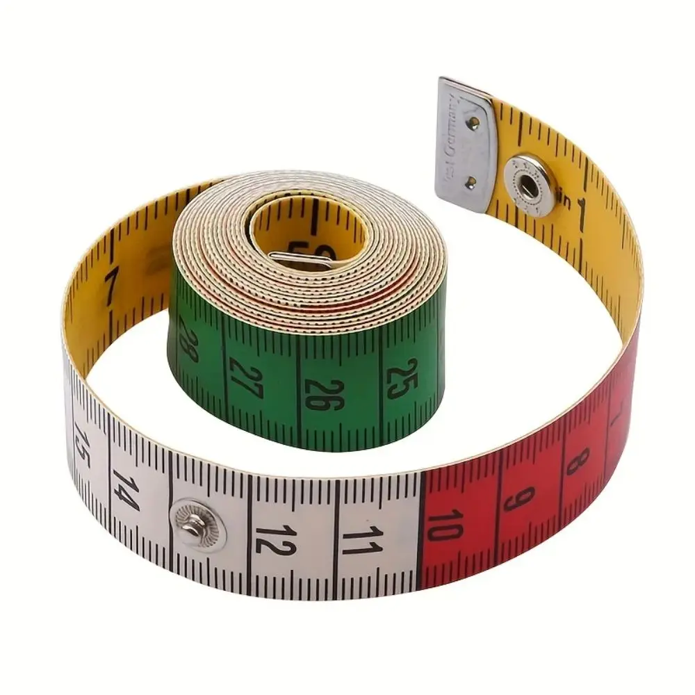 150cm Sewing Measuring Tape with Snap Fasteners Double-Sided Tailor Tape Measure Centimeter & Inch Scale Soft Fabric