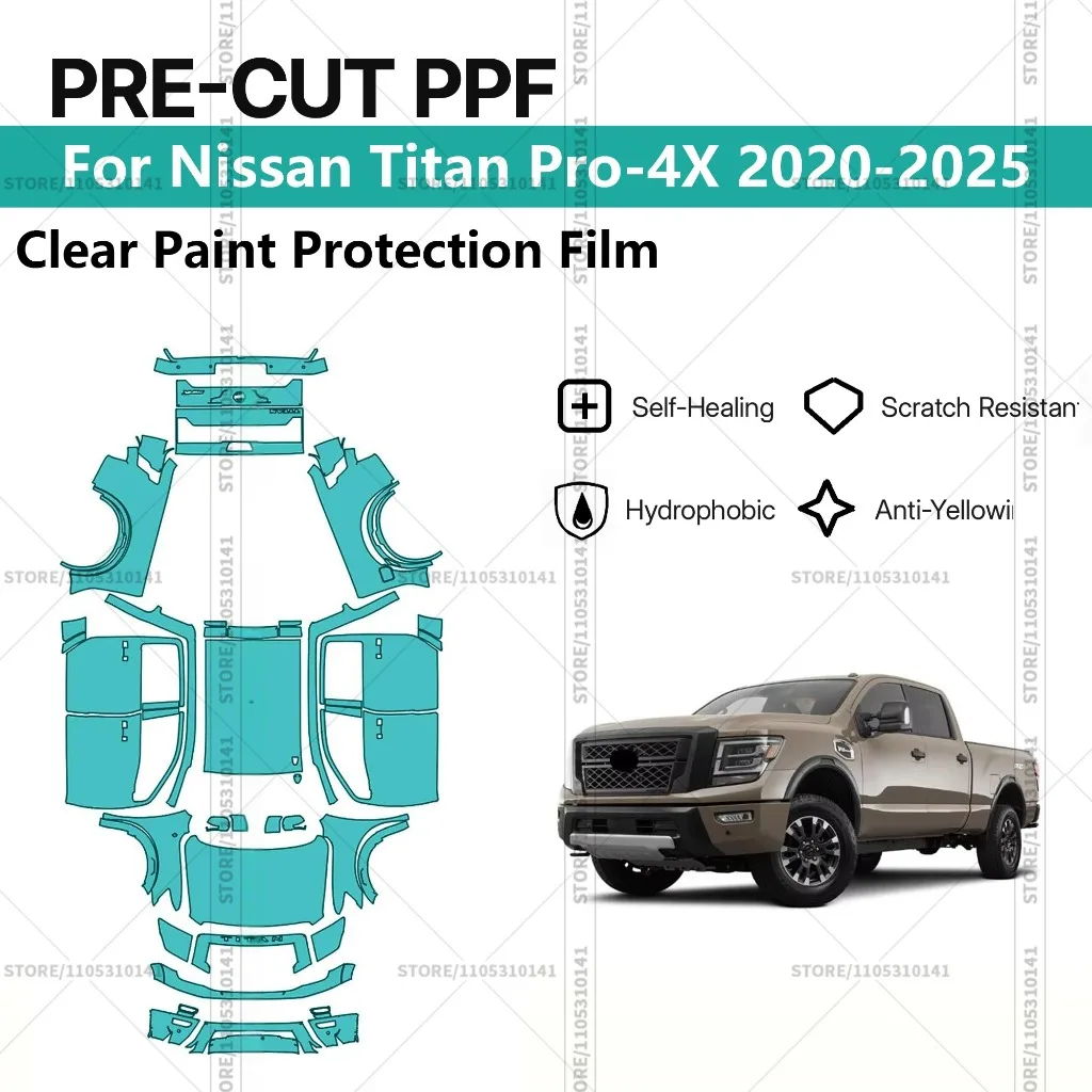 

Предварительно нарезанная прозрачная защитная пленка PPF для автомобилей, профессиональная автомобильная пленка PPF для Nissan Titan Pro-4X 2020-2025