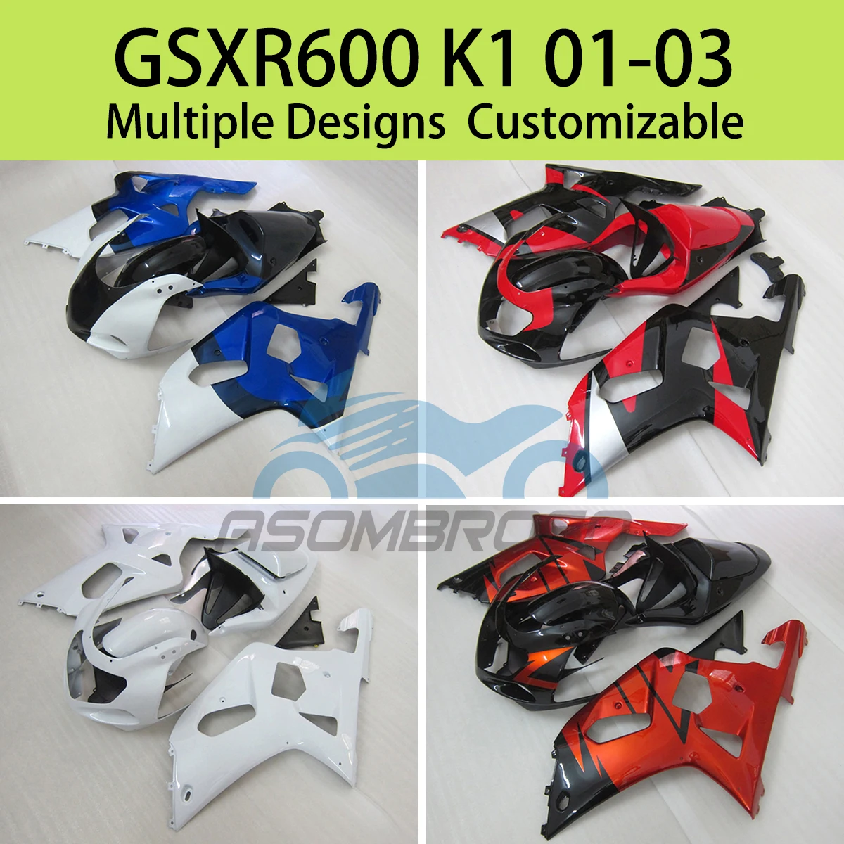 

Fairing Set GSXR 600 750 2001 2002 2003 Motorcycle Fairings Kit Aftermarket for SUZUKI GSXR600 GSXR750 K1 01 02 03