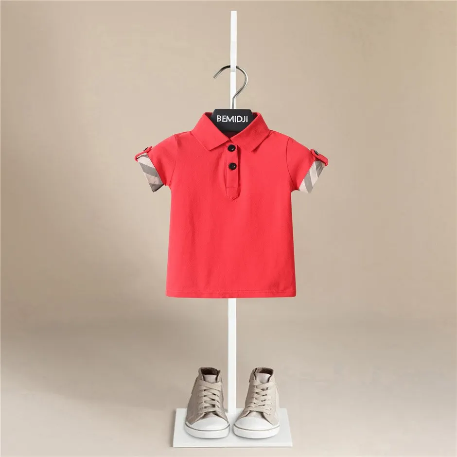 Luxury Design Boys Multicolor Summer T- Shirts Cotton Boys Clothes Short Sleeve Tops Kids Polo Shirt Blue White Boys Clothing