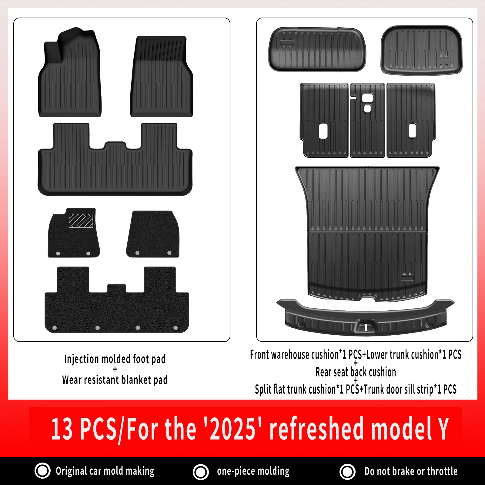 Voor nieuwe Tesla Model Y Launch 2025+ Juniper 2025+ TPE-vloermatten en ladingvoering, kofferbakmatten voor alle weersomstandigheden Vloervoering Rugleuningmatten