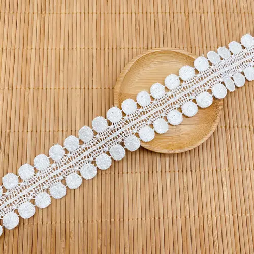 Imagen 2 del producto 3 yardas bordado círculo guisantes tela de encaje costura ropa interior pijamas Accesorios