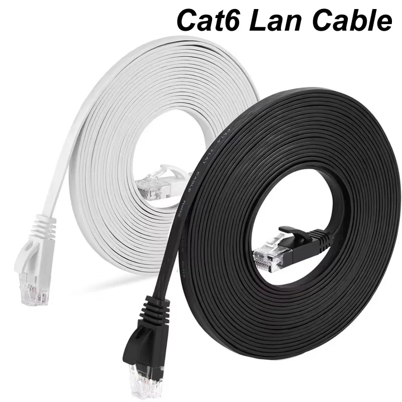 Cable Ethernet plano Cat 6 UTP de 0.3/0.5/1/1.5/2/3/5/10M, cable de red RJ45 de 1000M para laptop, router, PC, PS5, Xbox, módem