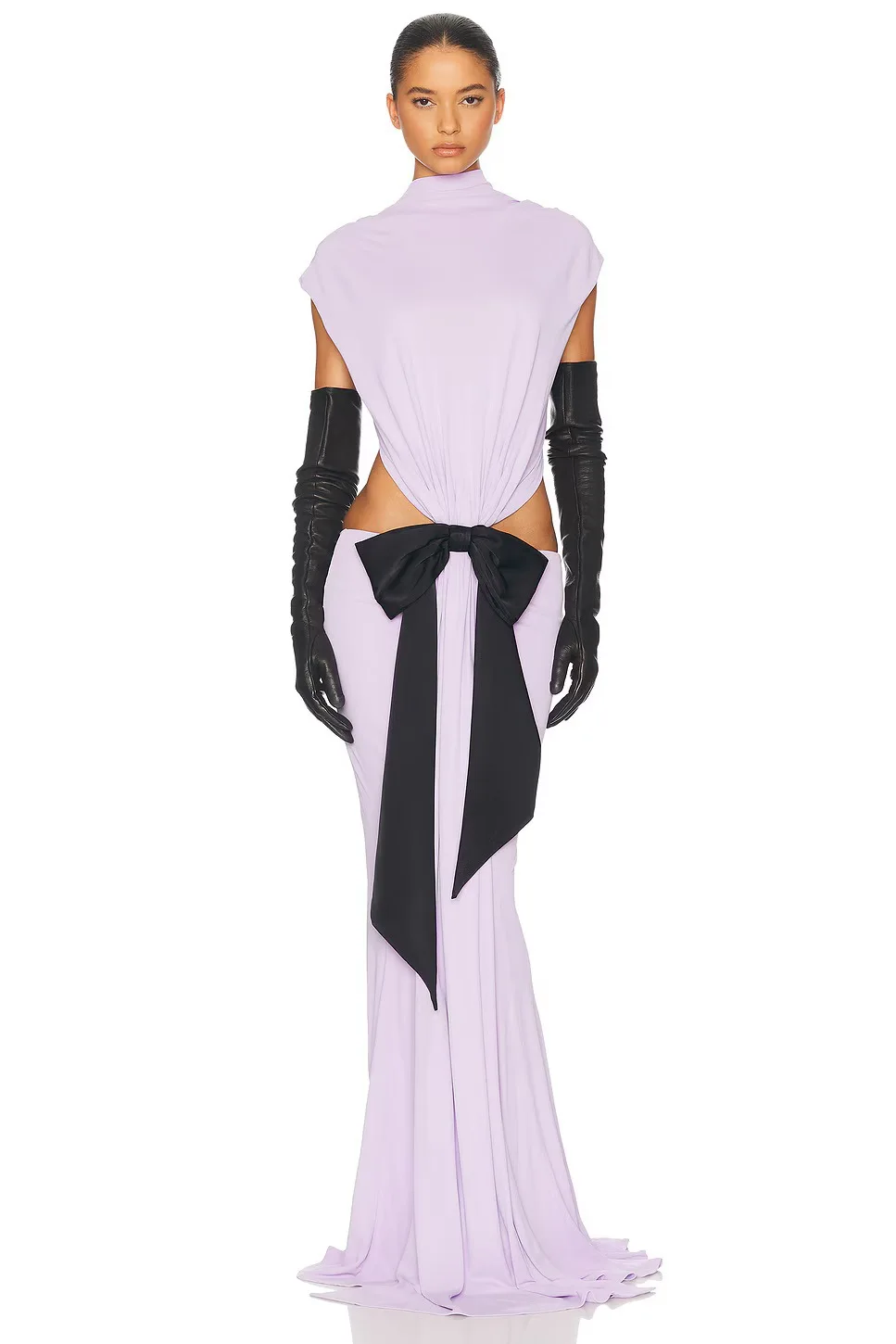 Sexy elegantes rückenfreies Maxikleid mit Schleife und Schnürung für Damen, ärmellos, mit Aussparungen, für Partys und Abendveranstaltungen, langes Kleid in Lila. – Detail 21