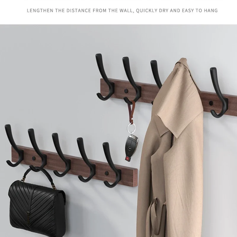 Wood Coat Rack Wall HooksWall Hooks for Kitchen Bathroom Hallway Towel Key Accessories Creative Decorative Wall Storage